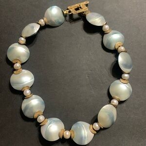 Stunning… Grey Osmena pearl 12 count Mabe Shell Nautical necklace ONE OF A KIND